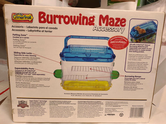 Burrowing Maze accessory for small pets with clear design and colorful base.