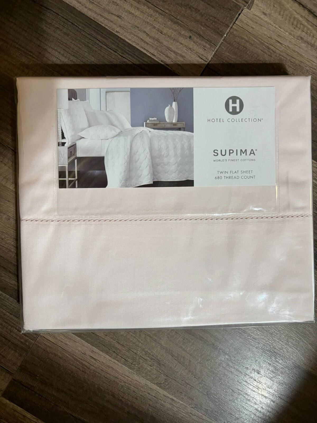 Hotel Collection Pink 680-Thread Count 100% Supima Cotton Flat Twin Sheet