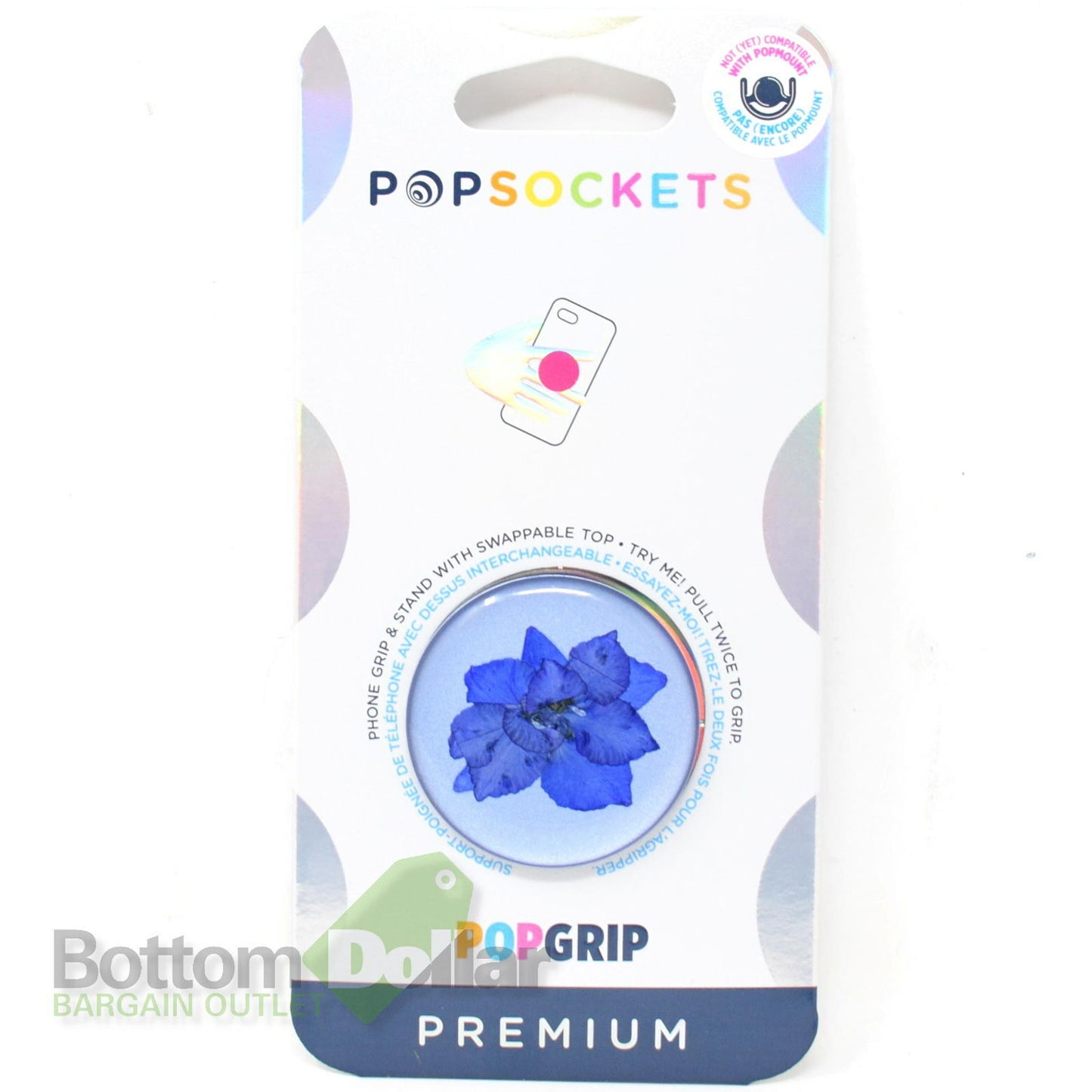 PopGrip Phone Grip & Stand Pressed Flower Larkspur Purple