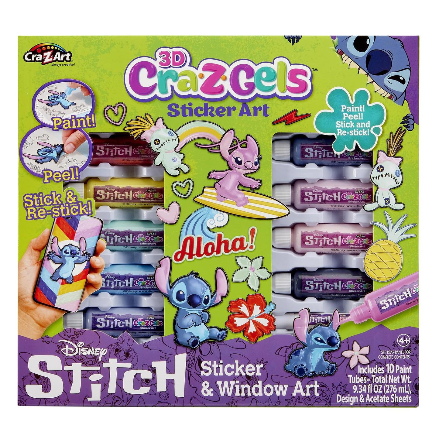 3D CrazGels Sticker Art featuring Disney Stitch, includes vibrant colors and fun designs.