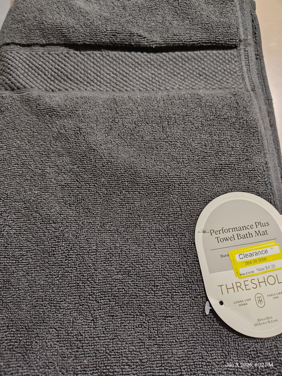 100% Cotton Fade Resistant Performance Plus Towel Bath Mat Threshold Dark Grey