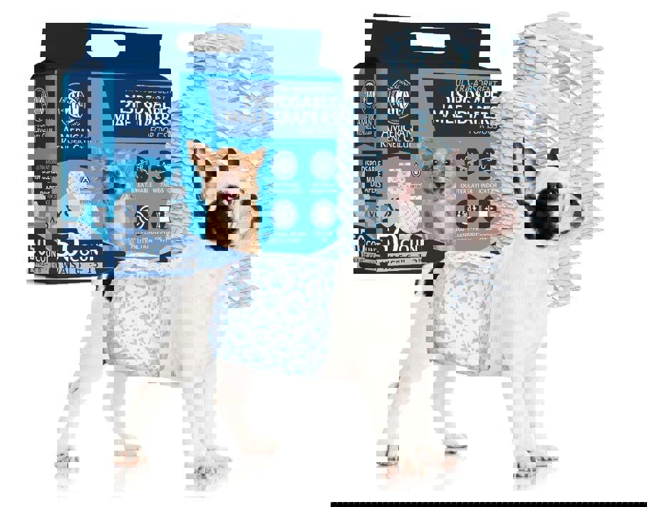 Male Dog Wrap, Disposable Diapers with Wetness Indicator, Small, 50 Count