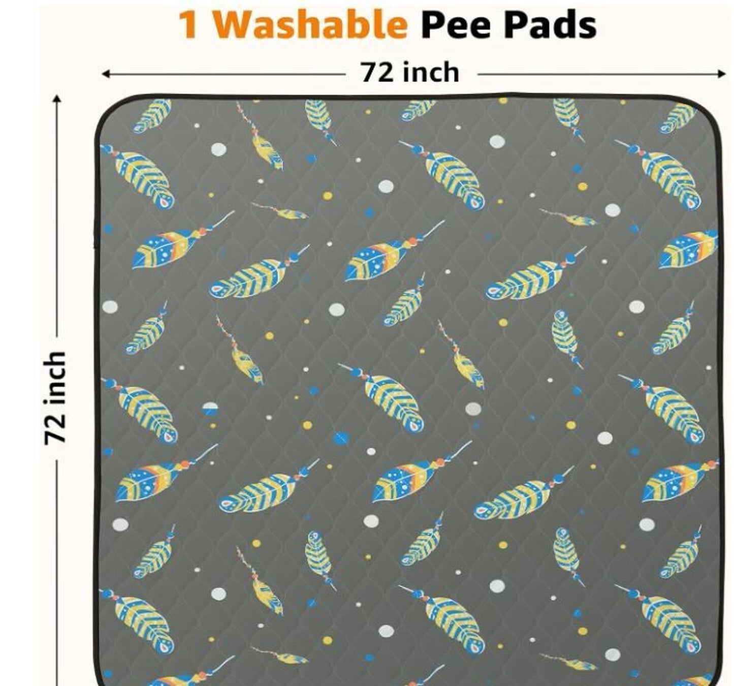Washable Pee Pas for Dogs: 72" by 72"  Lagre Reusable Pad for Dogs, Waterproof