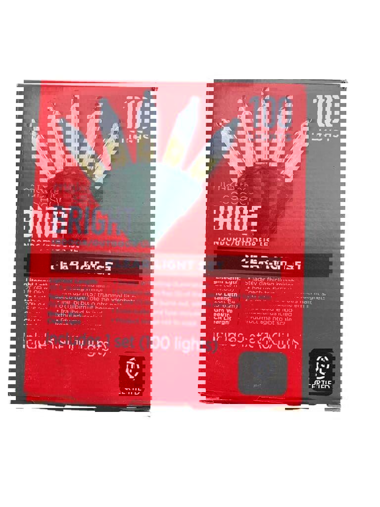 Make The Season Bright 100-count Clear Light Set 20ft Green Wire Indoor/ Outdoor