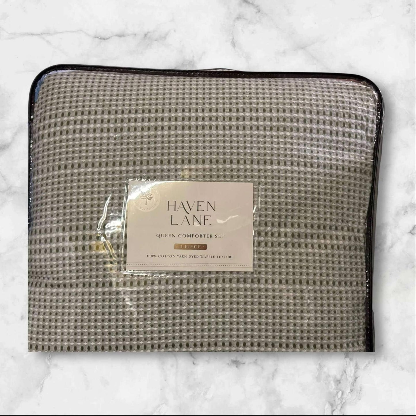 HAVEN LANE Waffle Queen Green 3 piece COMFORTER SET- FREE MAGIC BAG