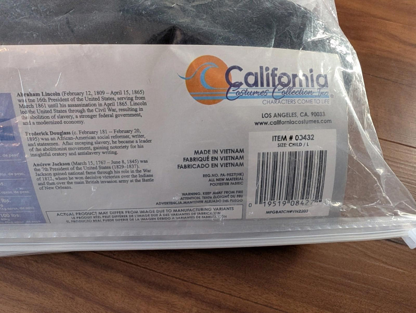 Costumes Abraham Lincoln/Frederick Douglass Costume  Kids Xtra Large 12-14