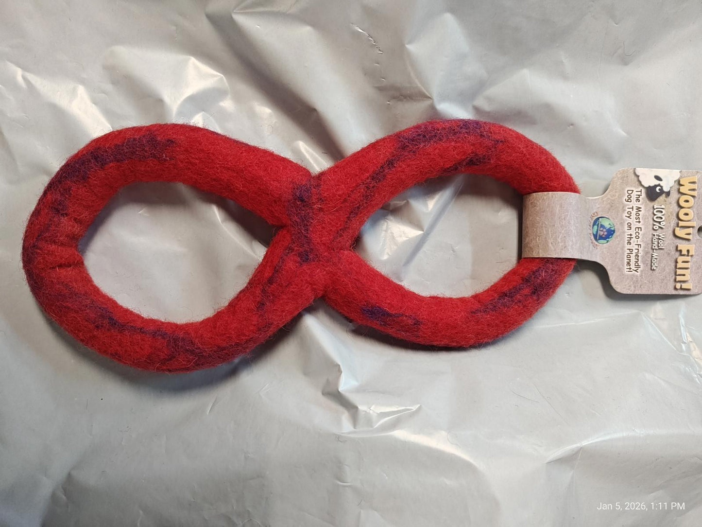 Wool Dog Toy, 8-Inch, Figure 8 Red  Dog Toys