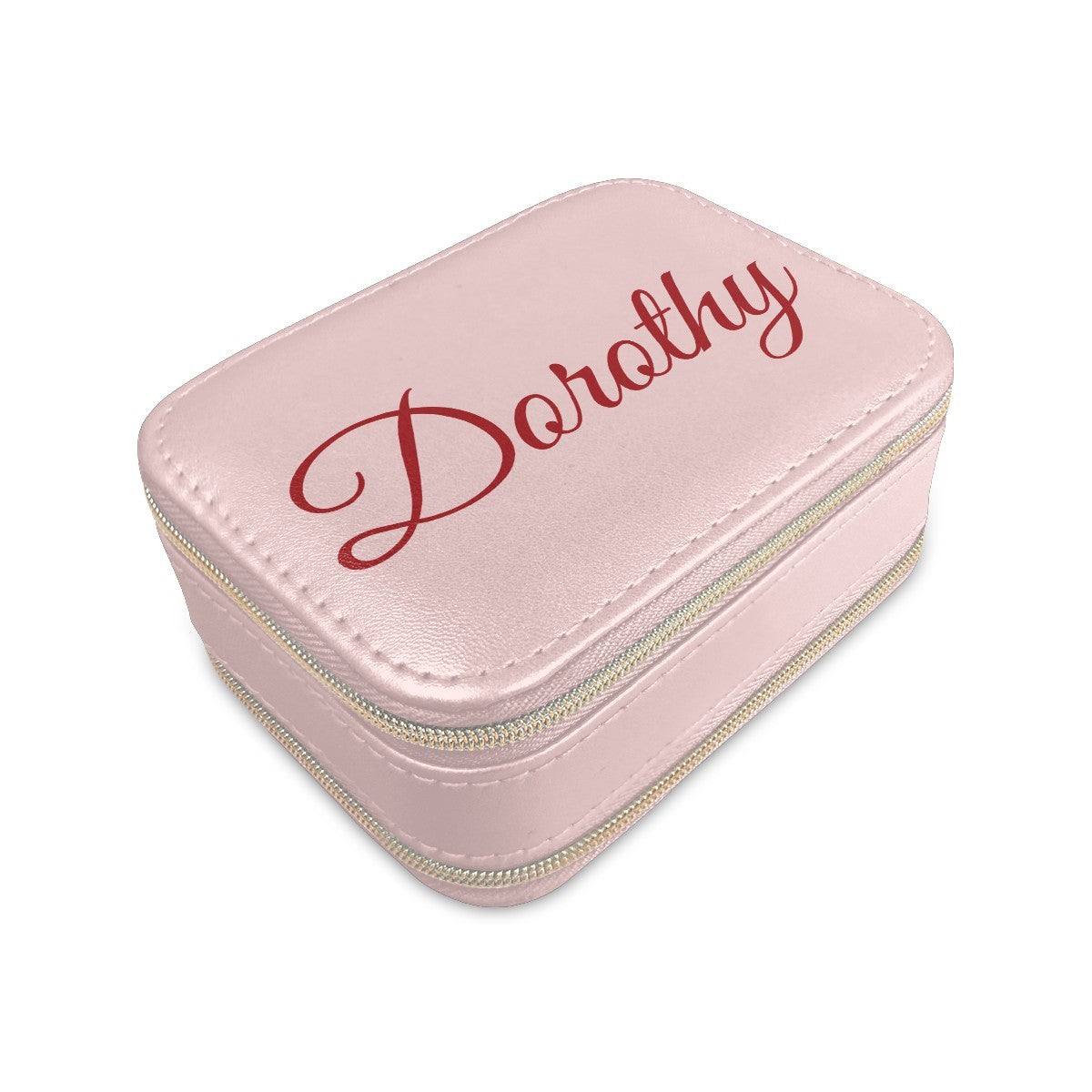 Personalized Zippered Travel Jewelry Case with Name - Pink or Blue