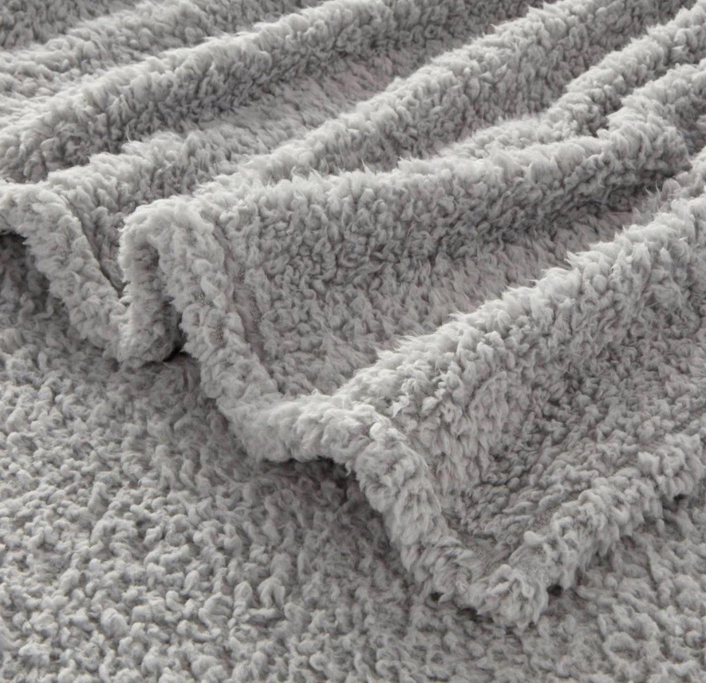Full / Queen Sherpa Faux Shearling Blanket Gray Room Essentials blanket