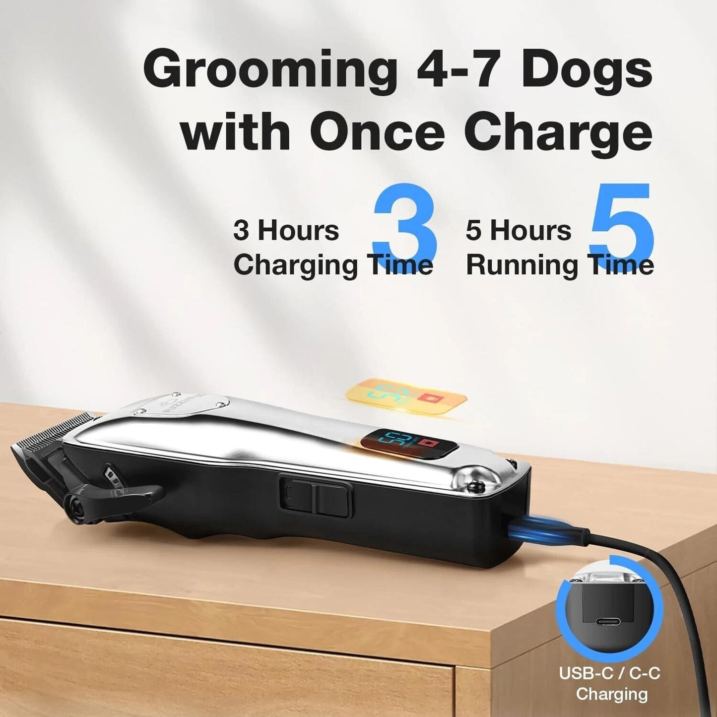Dog Grooming Clipper Kit – Low Noise, Ceramic Blade by PNC Family FInds