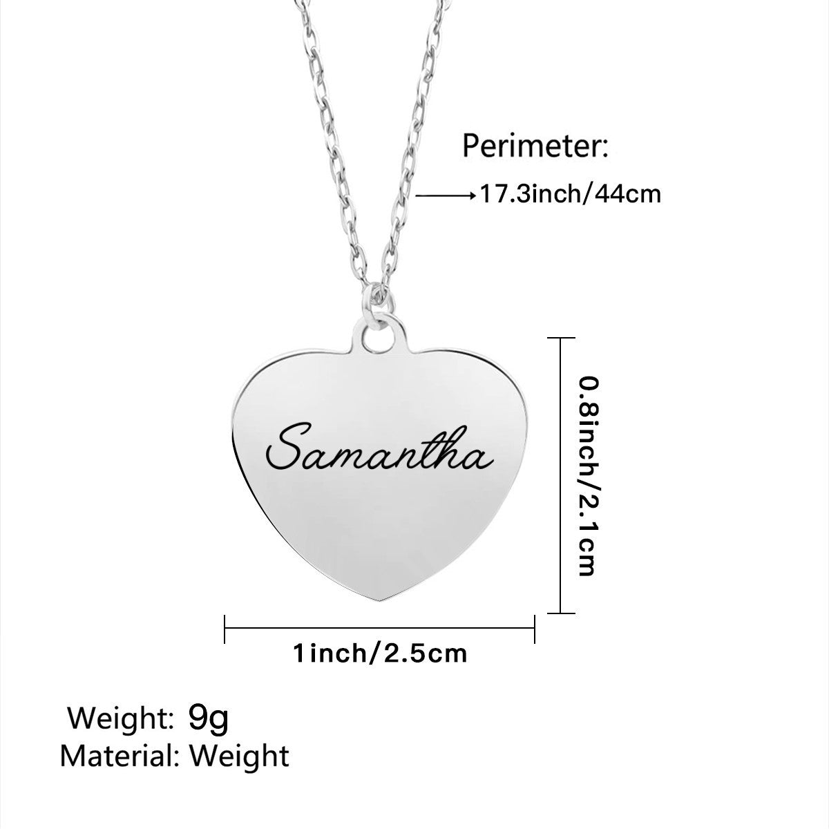 Personalized Name Heart Necklace - Stainless Steel - Gold or Silver Color - Add your name