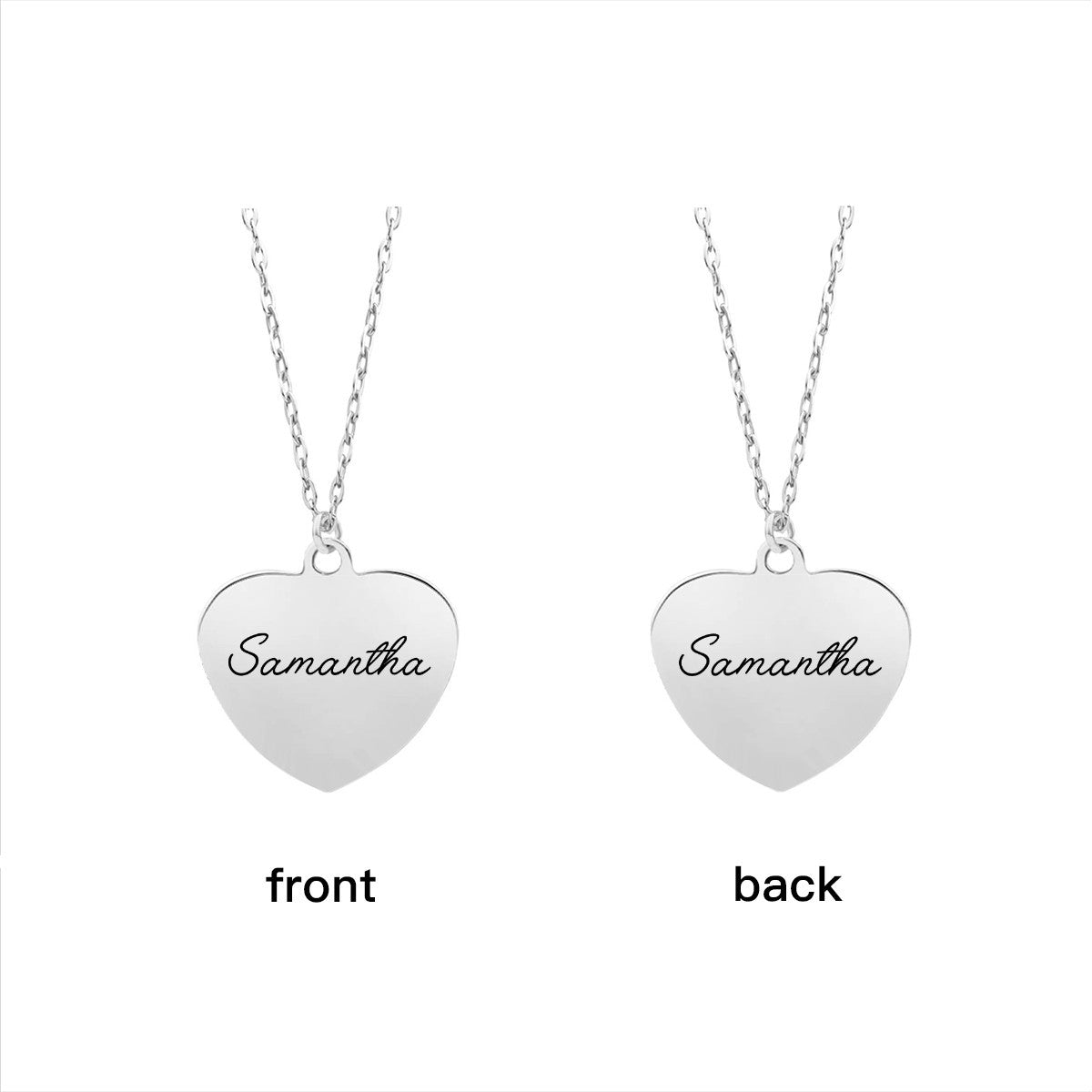 Personalized Name Heart Necklace - Stainless Steel - Gold or Silver Color - Add your name
