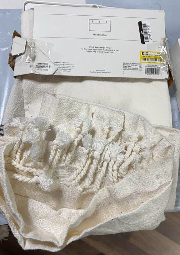 Threshold 100% Cotton Shower Curtain with tassles 72 by 72 NWT