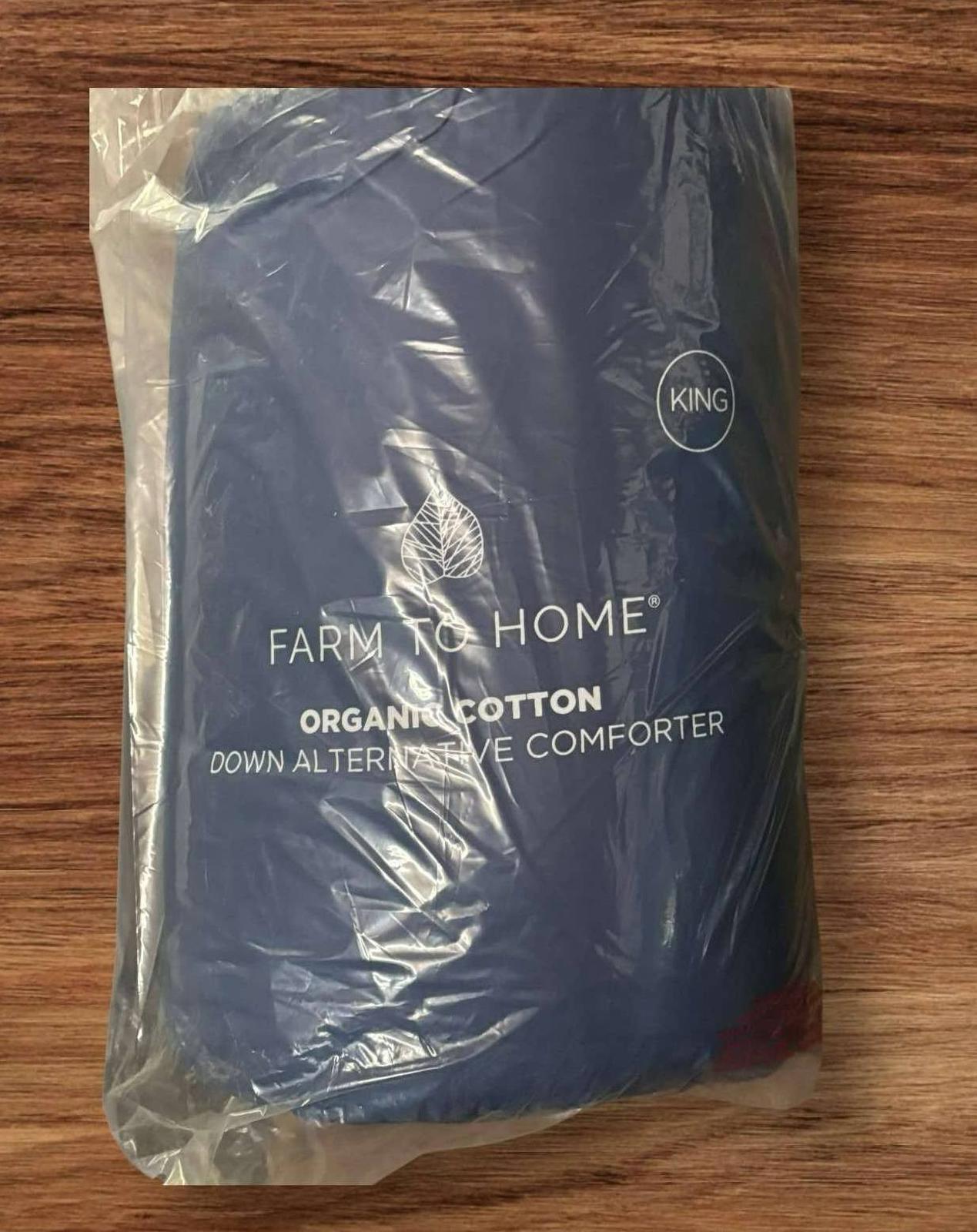 Farm to Home Organic Cotton Down Alternative Comforter King Navy 108" x 98" NEW