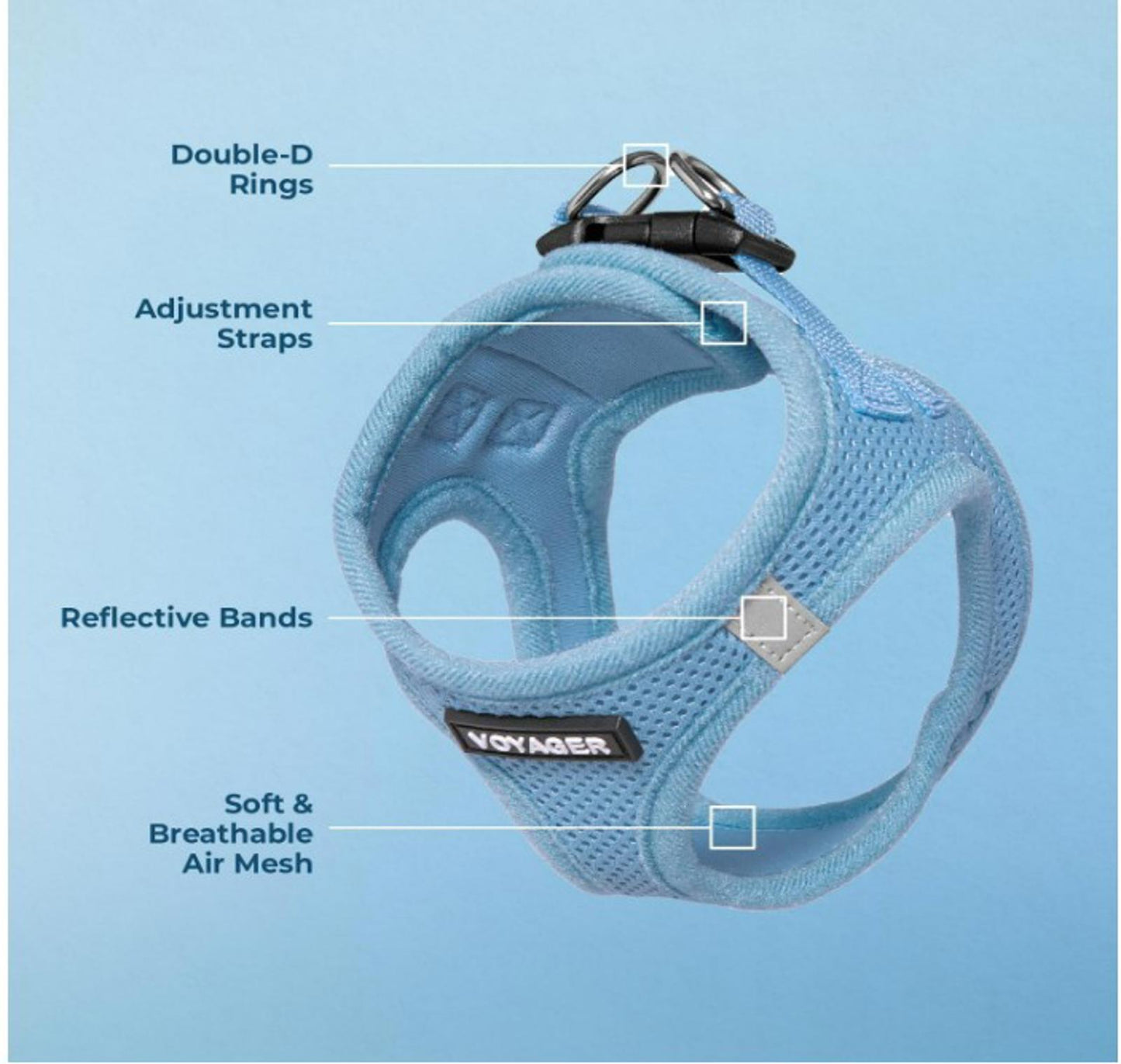 Step-in Air Dog Harness - All Weather Mesh Lite Blue Medium 10-16"