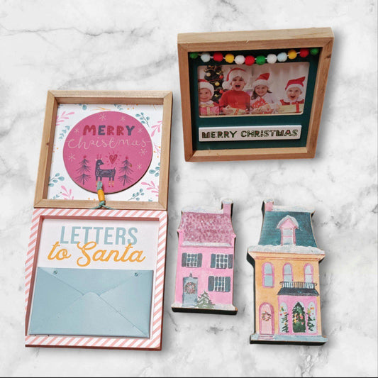 Christmas decor five piece one is a picture frame