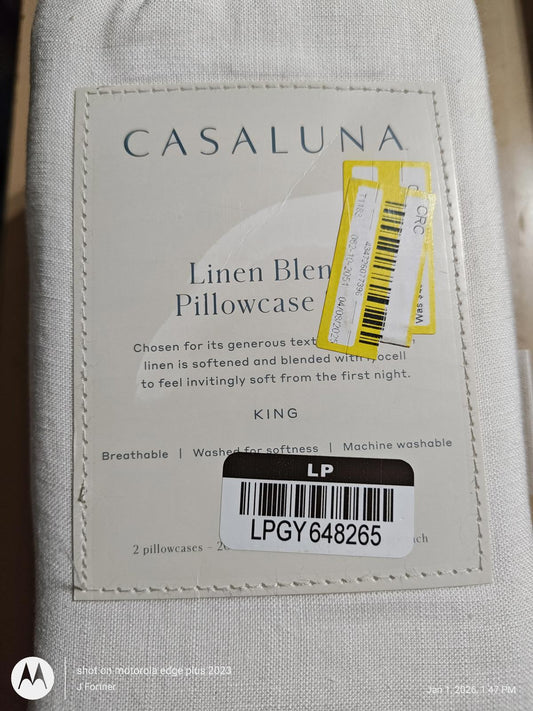 Casaluna King  Linen Blend White Color -Pillowcase Set