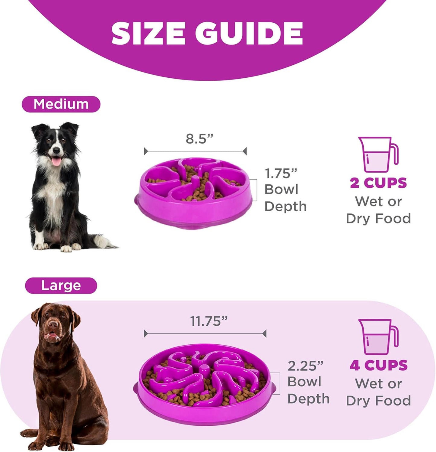 Large Slow Feeder Bowl, Puzzle Maze for Fast Eaters, Medium to Large Dogs,