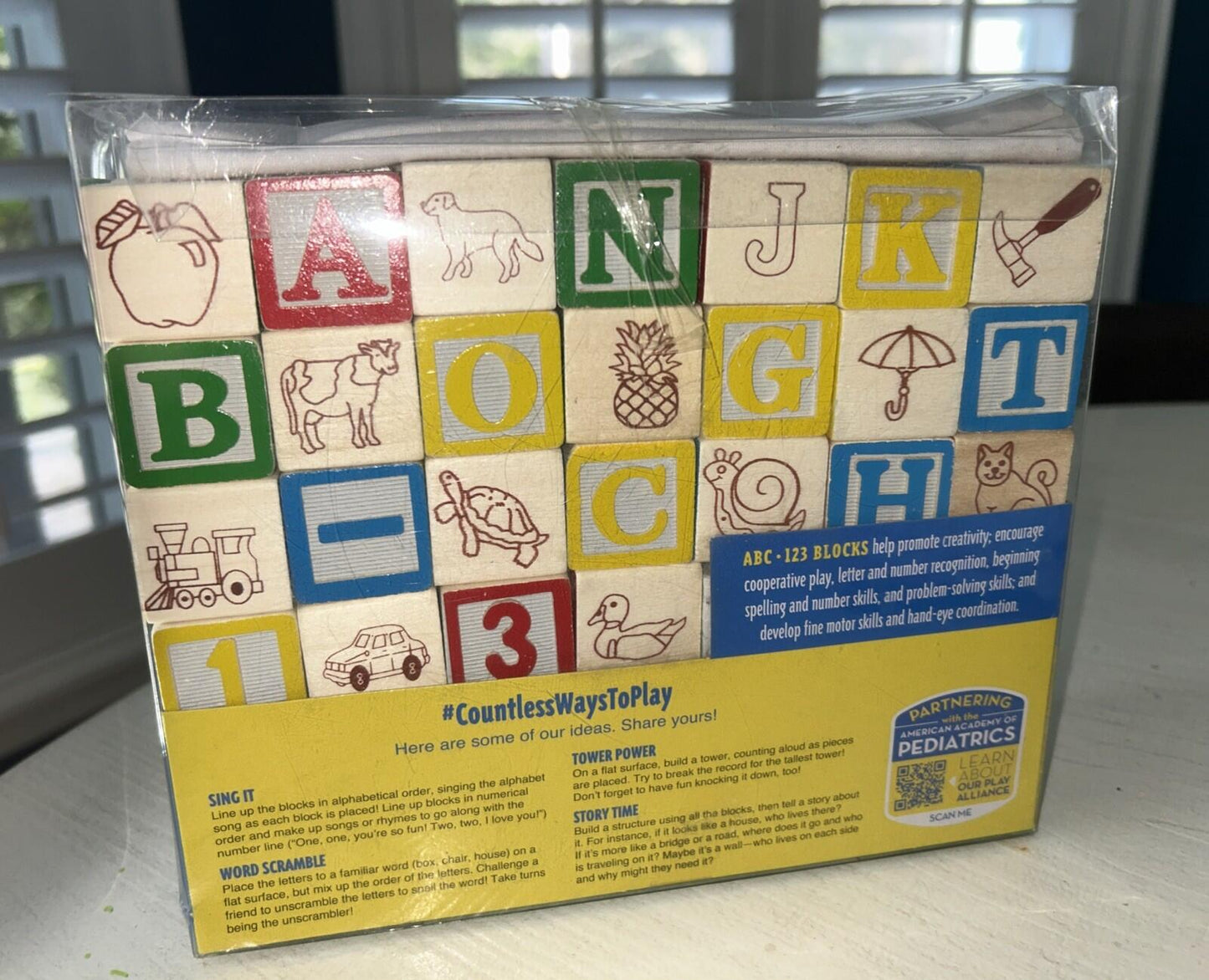 Melissa And Doug Classic ABC 123 1" Wood Blocks 50 Piece Set W\ Storage Pouch