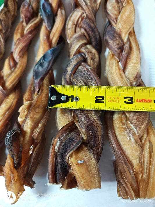 12" Thick Braided Bully Stick (5 Pack) Bully Stick for Dogs - All Natural