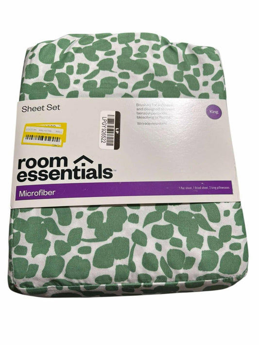 Threshold  400 thread count 100% cotton  Sheet Set, Size King, 4pcs GREEN PRINT