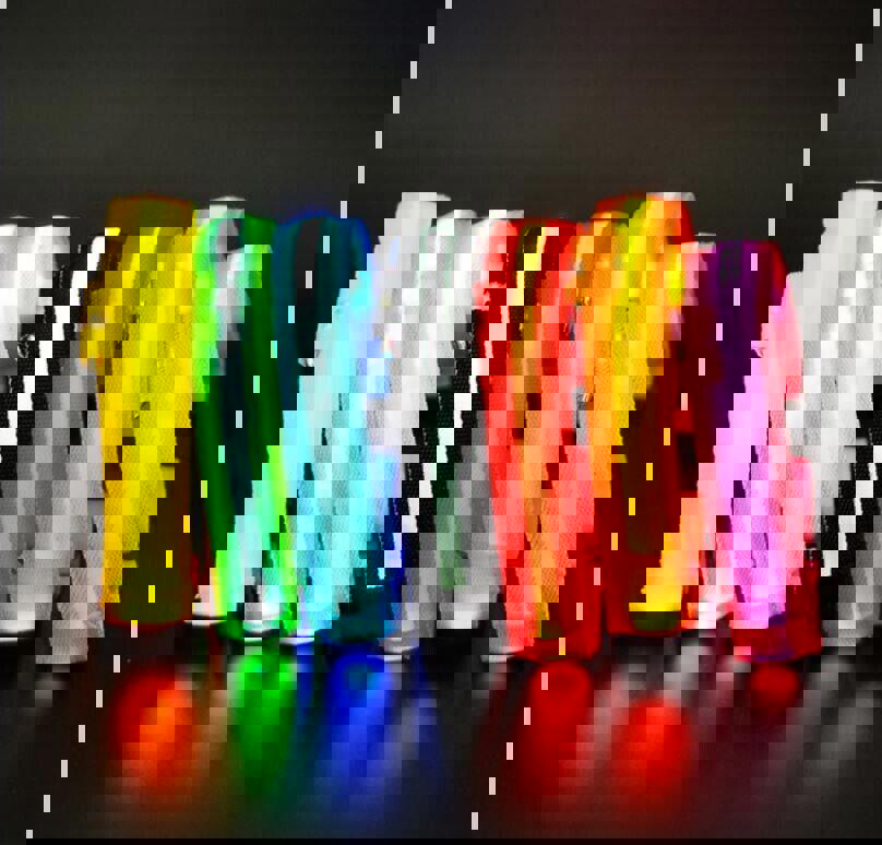 LED Adjustable Dog Collar- 5 Sizes 7 Colors  Blinking Flashing/Solid