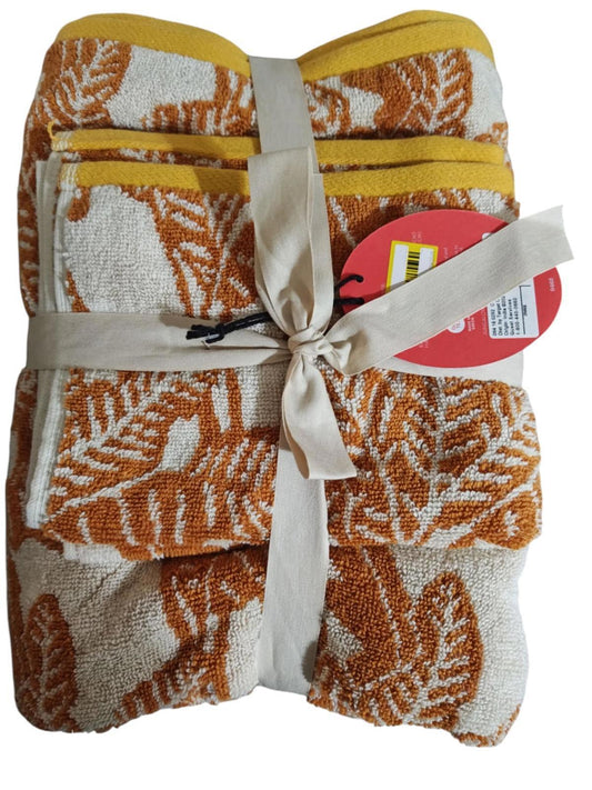 Paradise Bath & Hand Towel Set Gold - Opal house Double Pack (4pc Total)