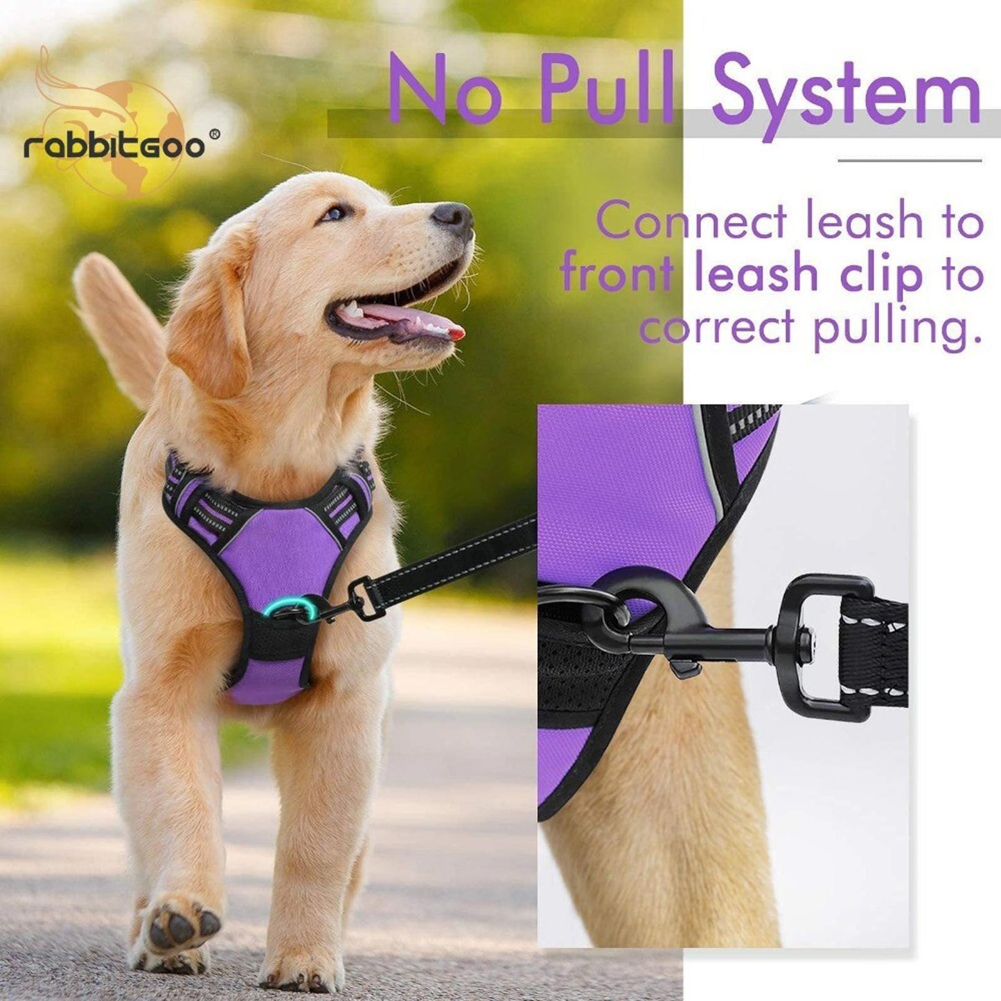 SMALL No Pull Dog Harness Adjustable Padded Vest Reflective Purple