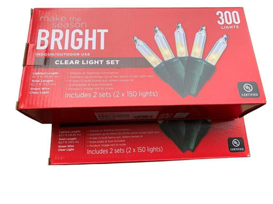 2packs Make the Season Bright Indoor Outdoor 300 Clear String Lights