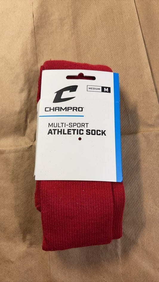 Champro Multi-Sport Athletic Sock - Red, Medium