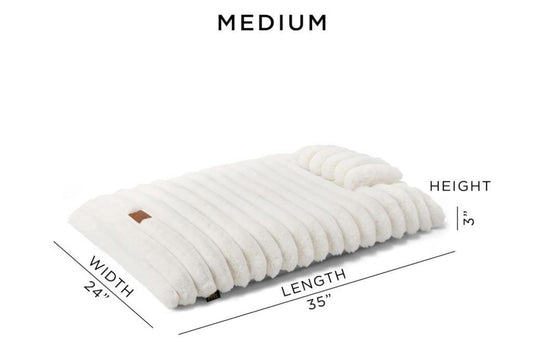 T & C Luxe Ribbed Soft  Stripe Pillow Crate Mat Pet Bed, Machine Washable Co...
