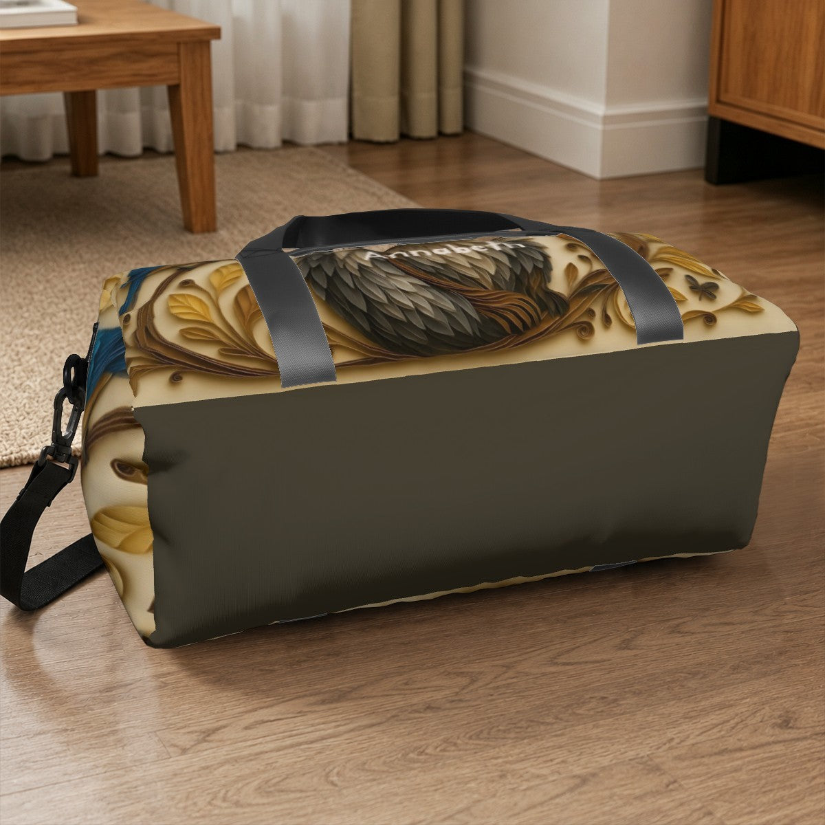 Personalized Woodland Raccoon Duffel Bag with Custom Name – Baby Travel, Gym & Weekend Bag