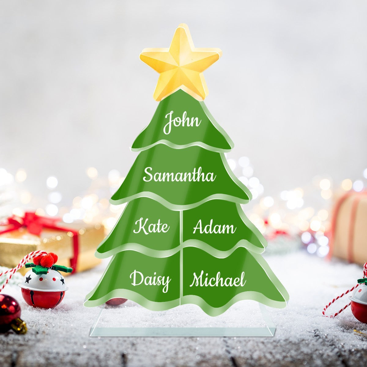 Personalized Christmas Tree Photo Plaque | Six Names