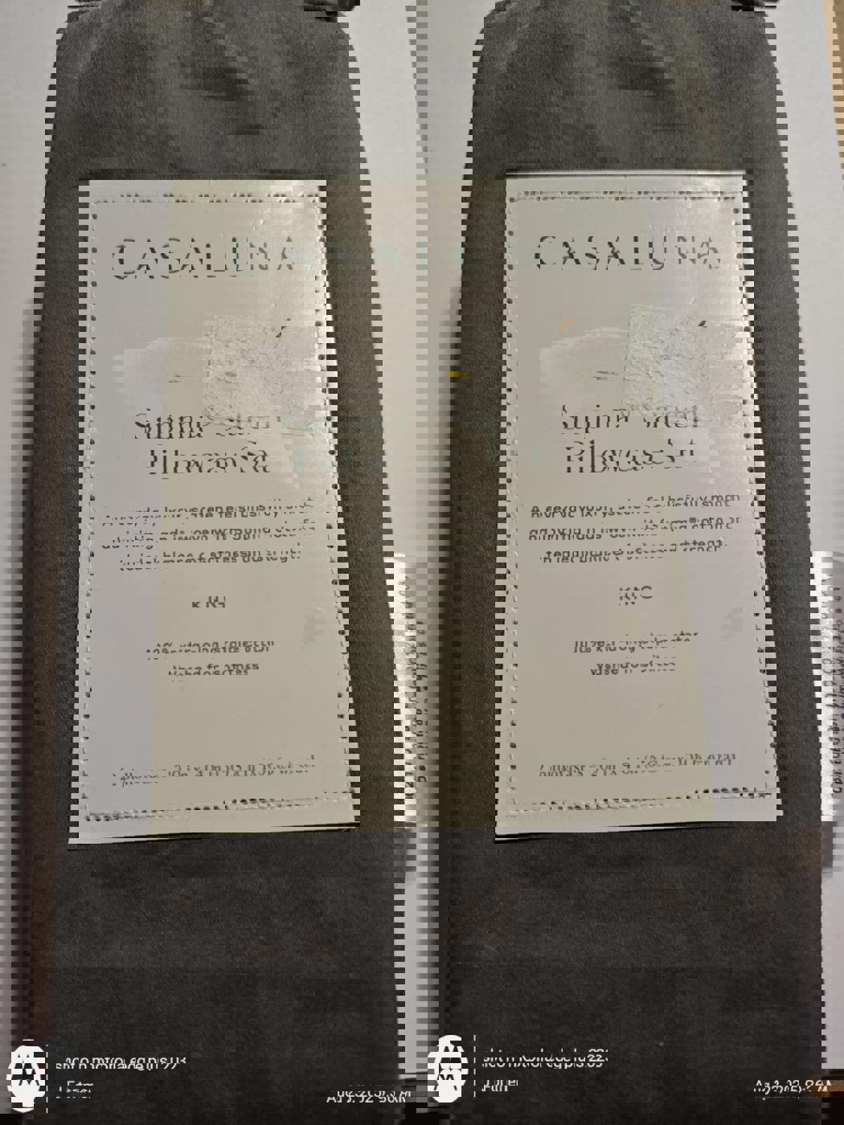 Casaluna King Sateen 100% Cotton Dark Grey  Color -Pillowcase Set