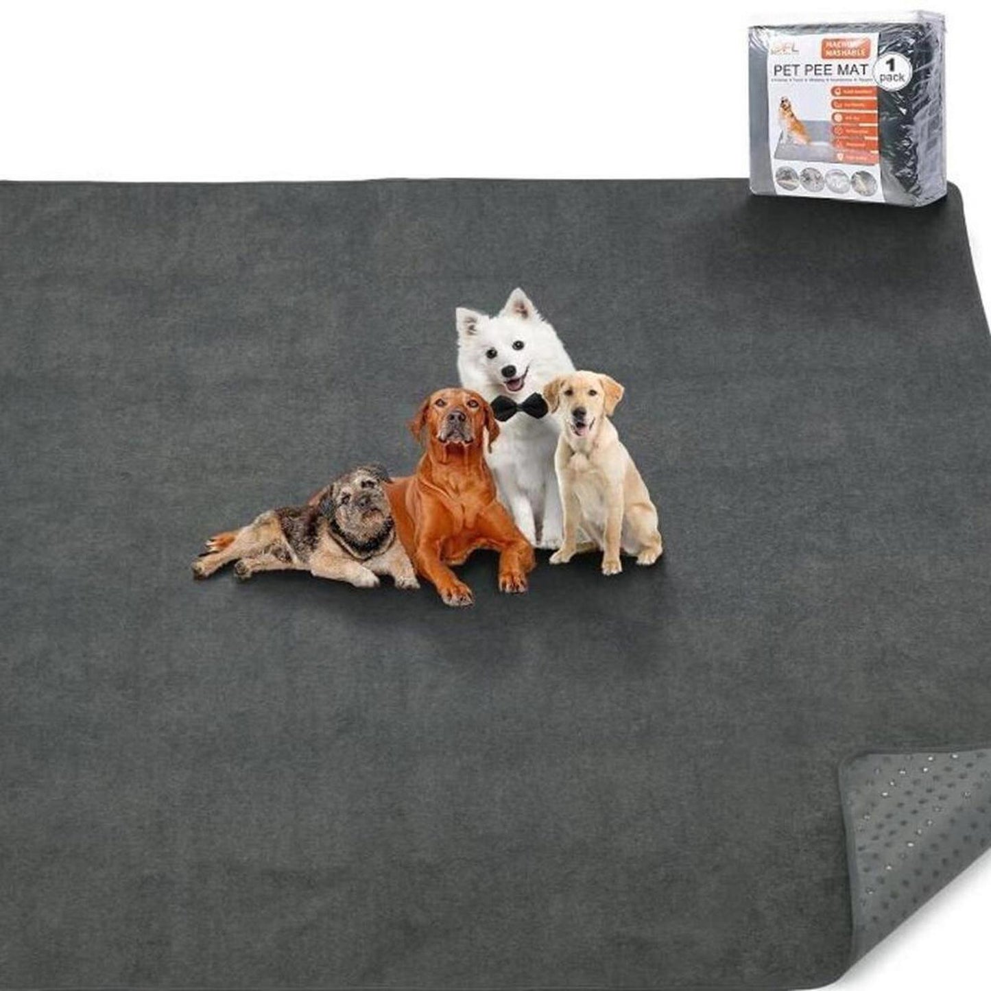 Washable Pee Pad Dogs 72 inch by 36 inches 2 PACK Lite Grey Reusable Dog Mat