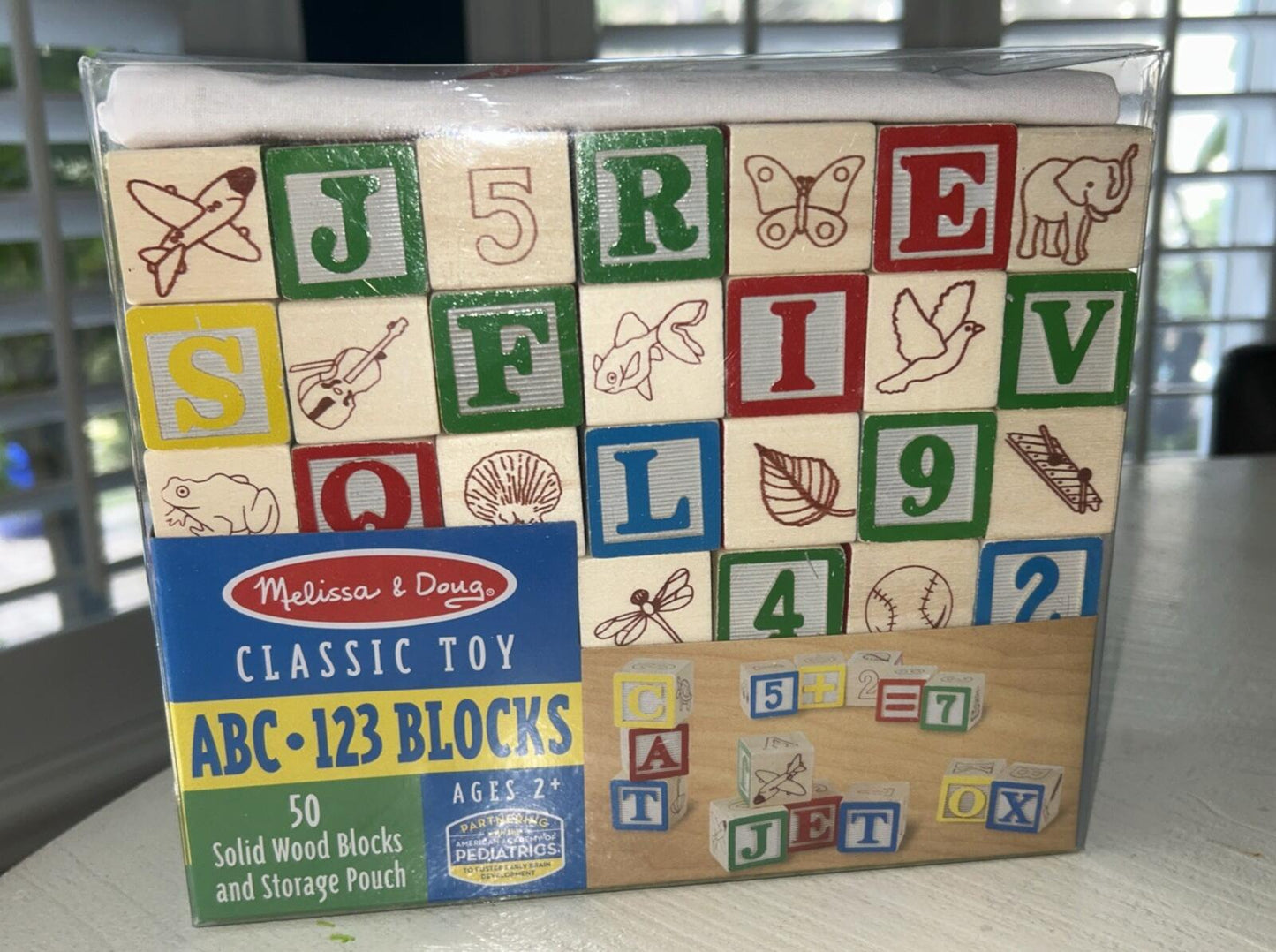 Melissa And Doug Classic ABC 123 1" Wood Blocks 50 Piece Set W\ Storage Pouch
