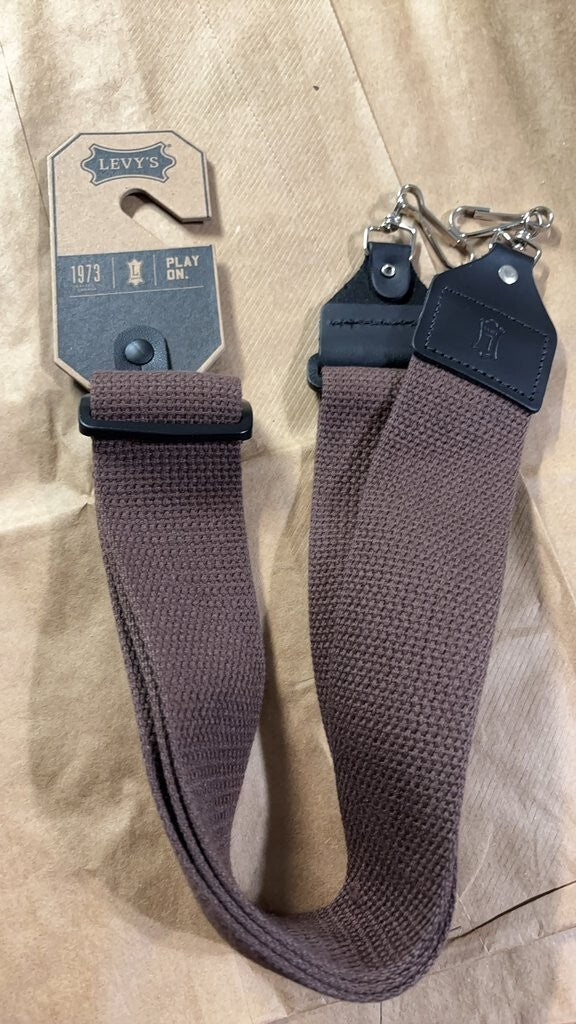 Levy's Guitar Strap Brown Cotton with Leather Ends
