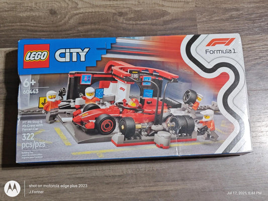 LEGO® City Formula 1 F1® Pit Stop & Pit Crew with Ferrari Car 60443 [New Toy]