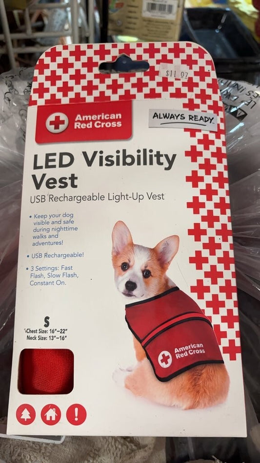 Dog Vest Small -American Red Cross LED Visibility Vest for Dogs
