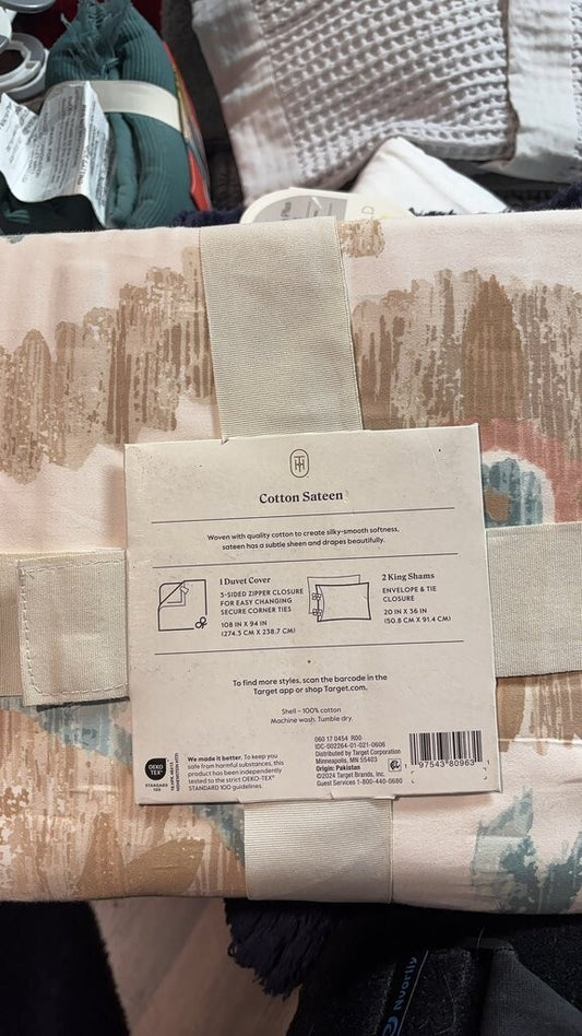 Threshold King Cotton Sateen Painterly Duvet Cover Set