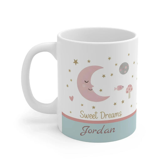 Personalized Sweet Dreams Moon & Stars Mug | Custom Name | Dreamy Celestial Ceramic Gift