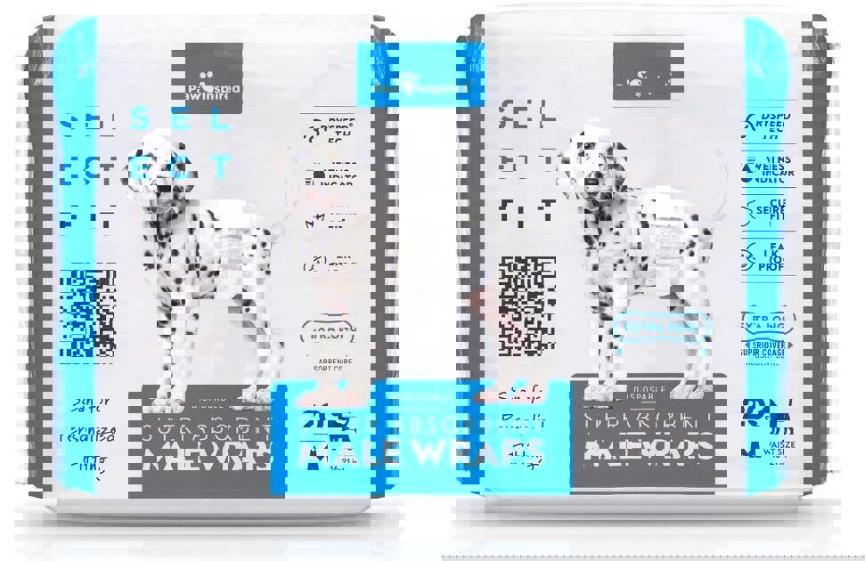 Paw Inspired Select Fit Disposable Male Wrap | Belly Band for Male Dogs with Ext