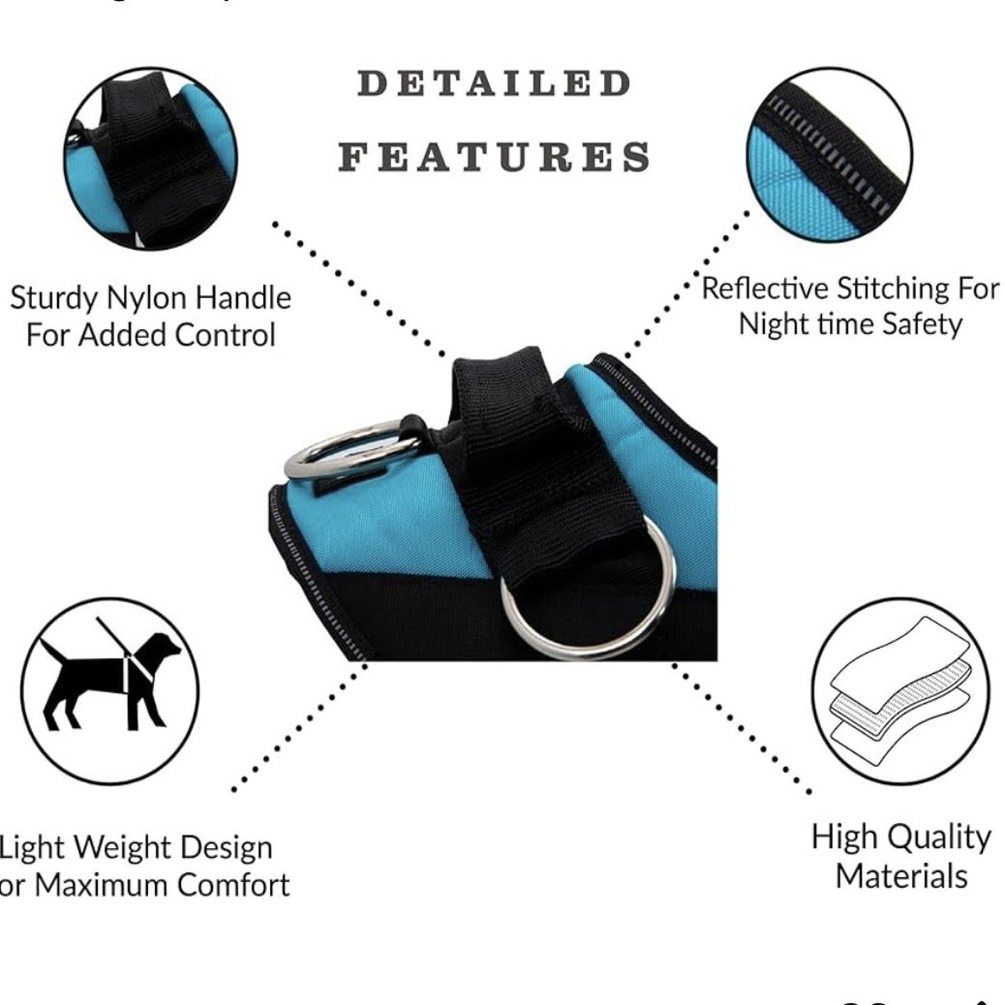 Essential Dog Harness No-Pull w 3 Leash Clips Reflective No Choke XS
