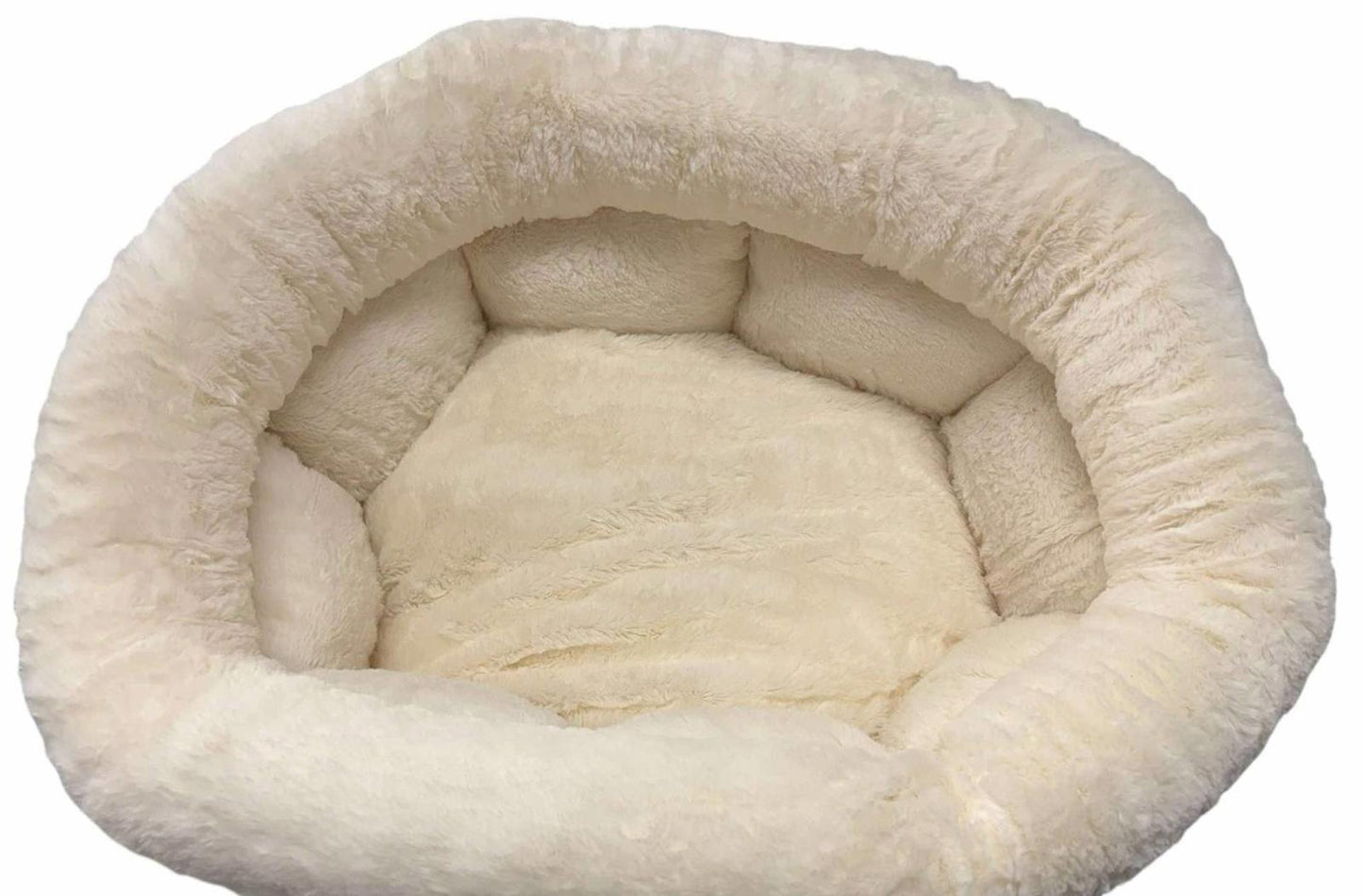 Dog Bed, Small 18" White Faux Fur Machine Washable Best Friends by Sheri