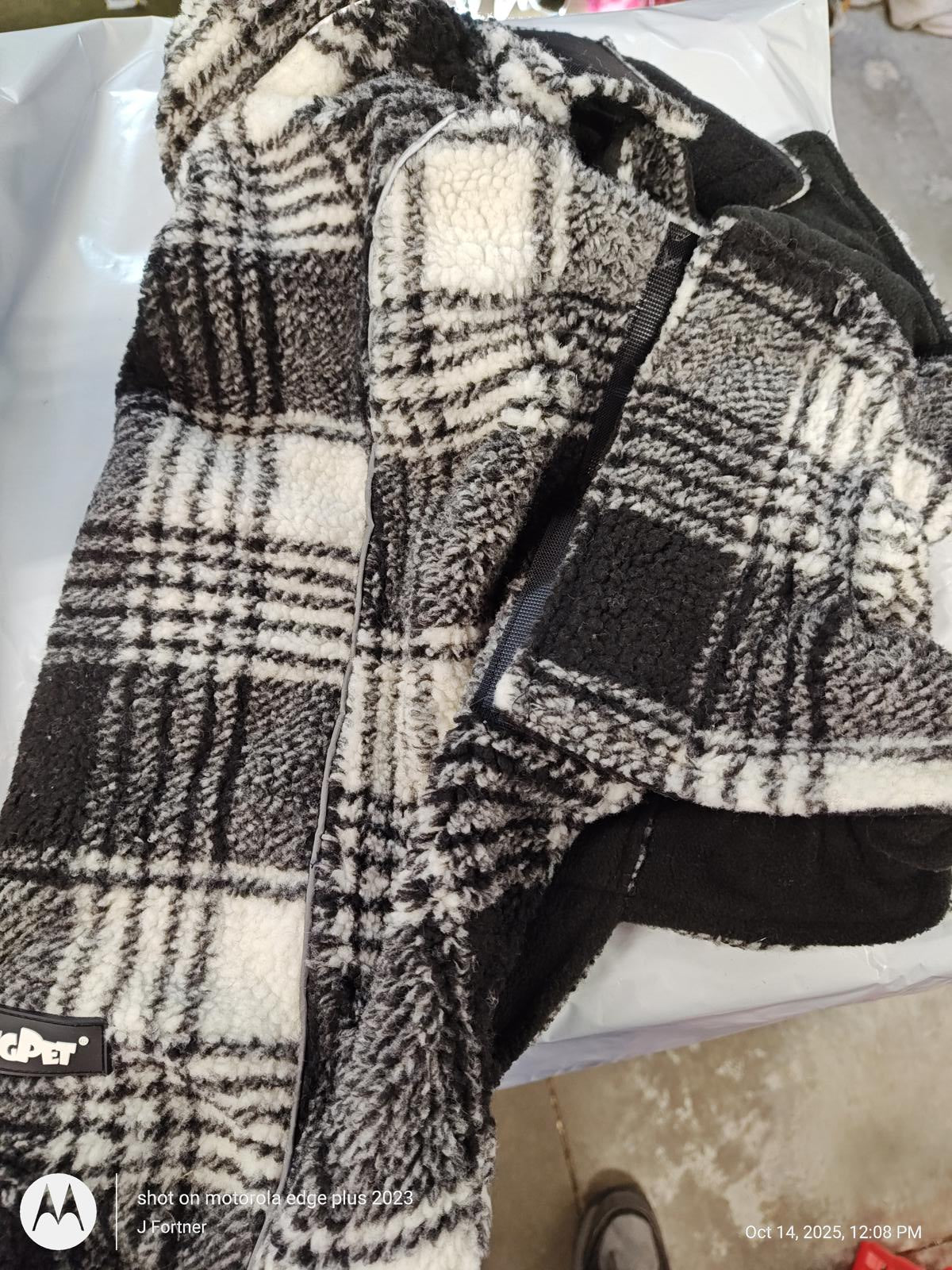 Bing Pet Dog Faux Lamb Plaid Reversible Adjustable Size L Coat Dog Jacket Dog