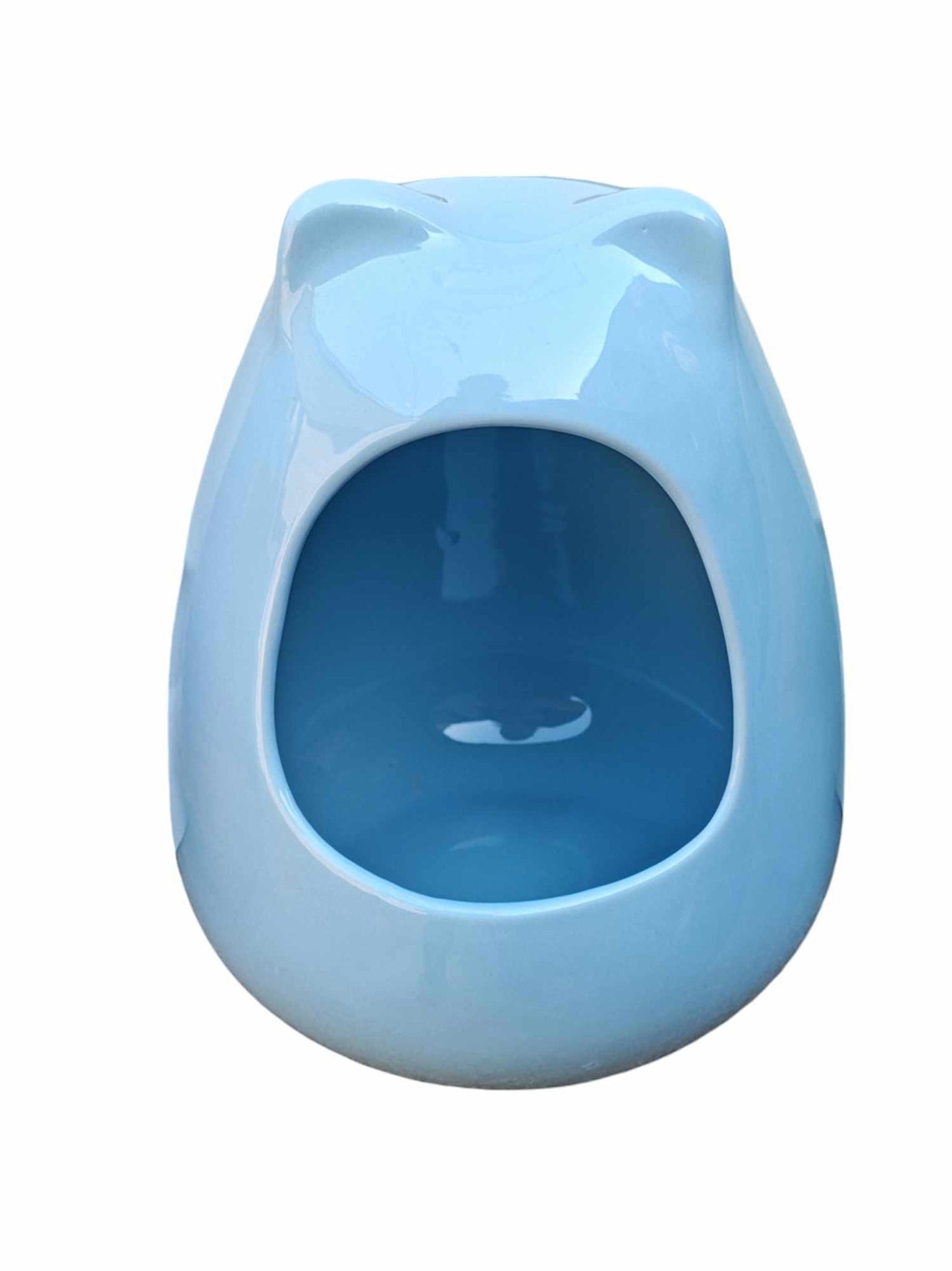 Ceramic Chinchilla Home  9 inches tall 7 in wide 6 in deep Opening is 4" circle 