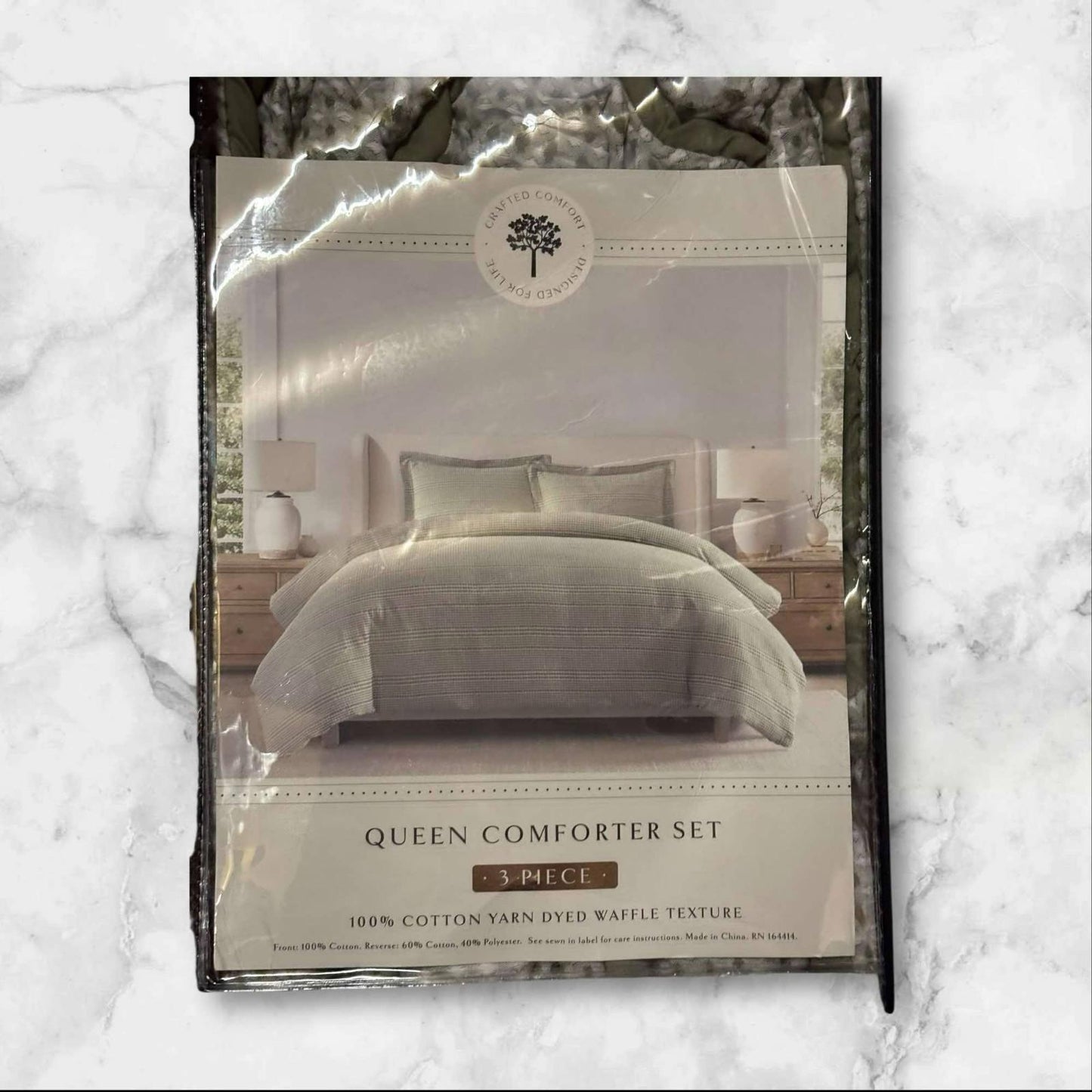 HAVEN LANE Waffle Queen Green 3 piece COMFORTER SET-