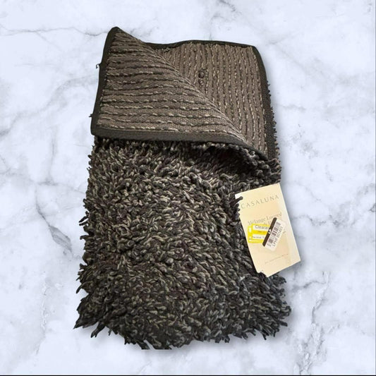 New Casaluna Melange Looped Bath Rug Black with Grey  21x34 Inches Soft