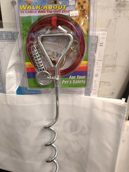 Dog tie out cable With Stake 15'