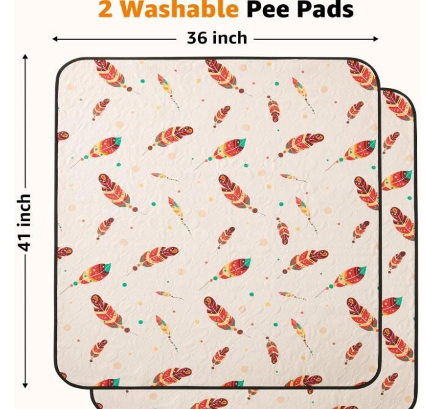 Dog Pee Pad 36" by 41"  Washable: Reusable Puppy Pad,  Waterproof 2 PK